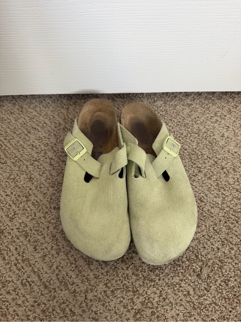 Birkenstock Bostons Suede in Green - Picture 2 of 12